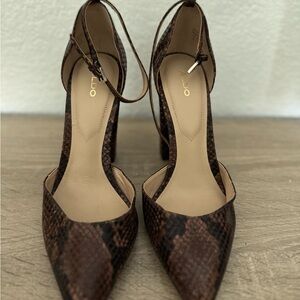 ALDO Elegant Brown Snakeskin Heels